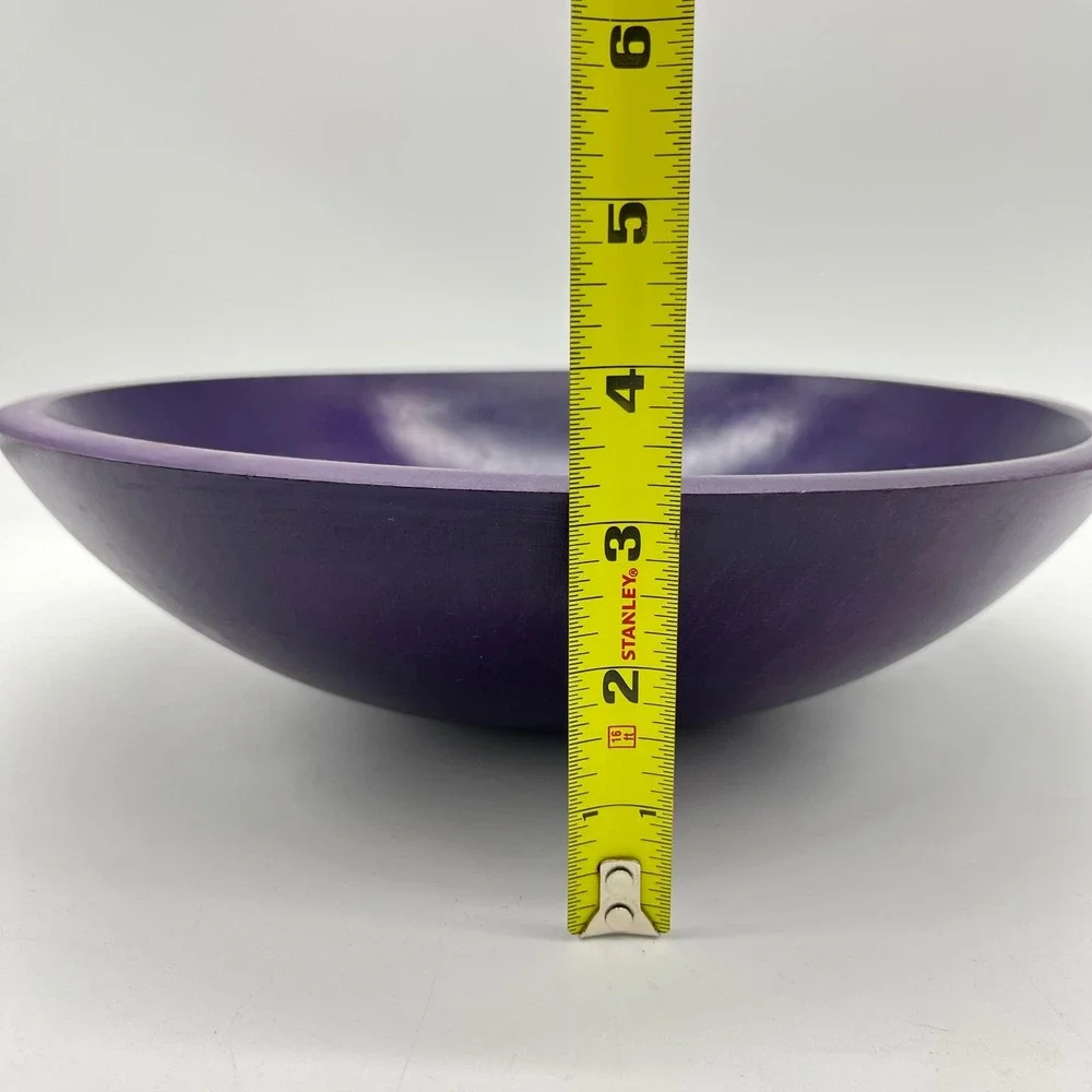 Tree Spirit Wood Serving Bowls Set of 3 Purple‎ and Yellow Dyed Wooden Decor